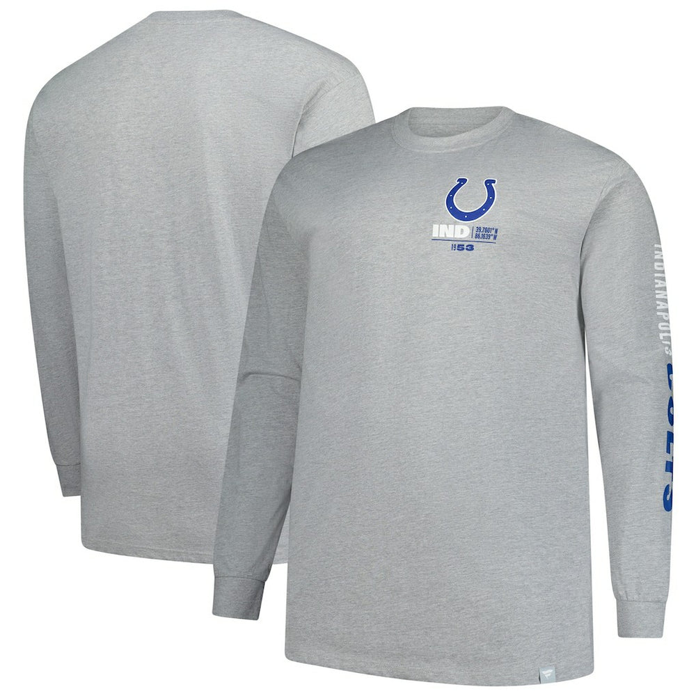 Fanatics Indianapolis Colts Big & Tall Clock Management Legacy Long Sleeve T-Shirt Heather Gray