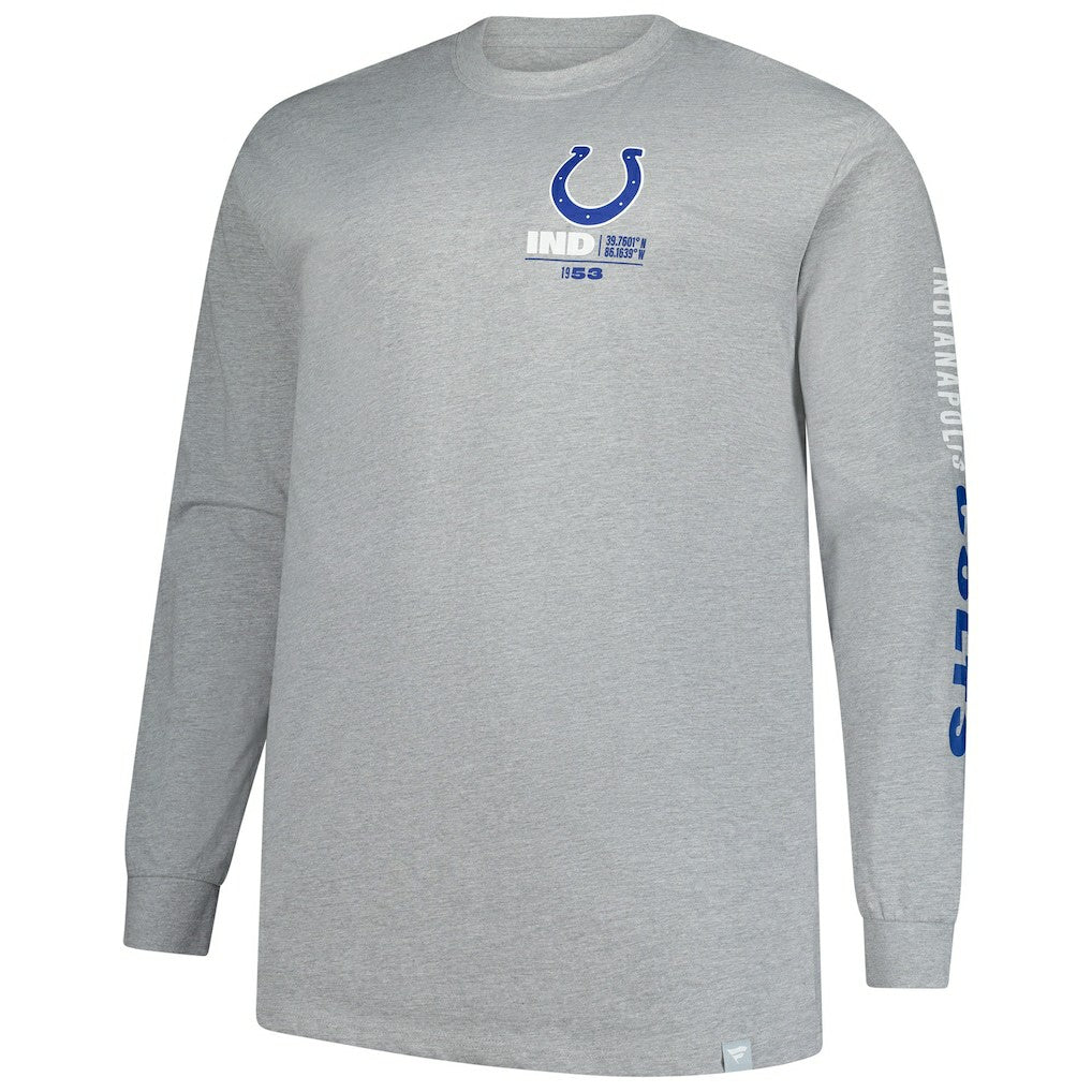 Fanatics Indianapolis Colts Big & Tall Clock Management Legacy Long Sleeve T-Shirt Heather Gray