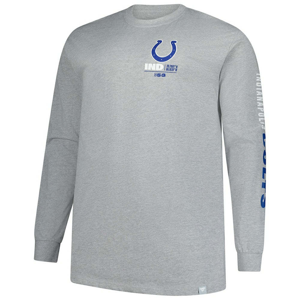 Fanatics Indianapolis Colts Big & Tall Clock Management Legacy Long Sleeve T-Shirt Heather Gray