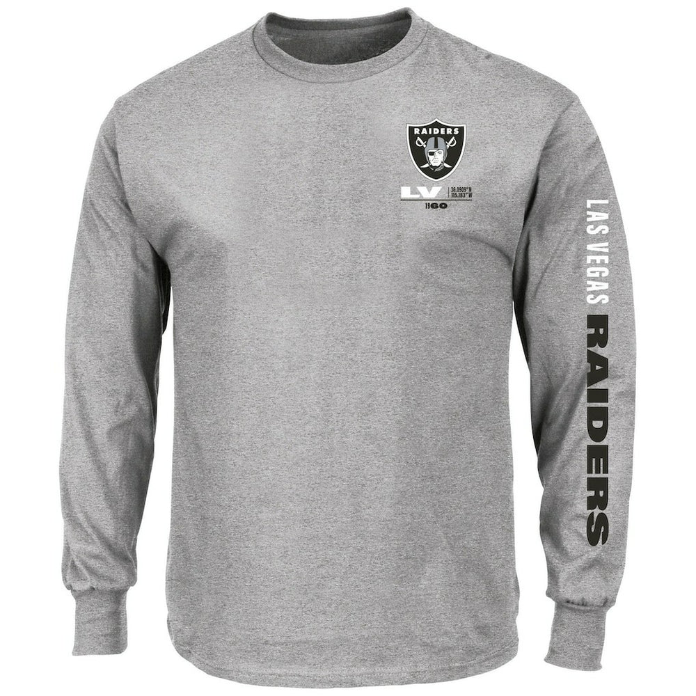 Fanatics Las Vegas Raiders Big & Tall Clock Management Legacy Long Sleeve T-Shirt Heather Gray