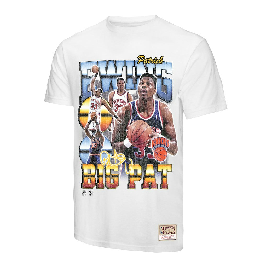Patrick Ewing New York Knicks Hardwood Classics Commemorative Player Collage T-Shirt White | Mitchell & Ness discount