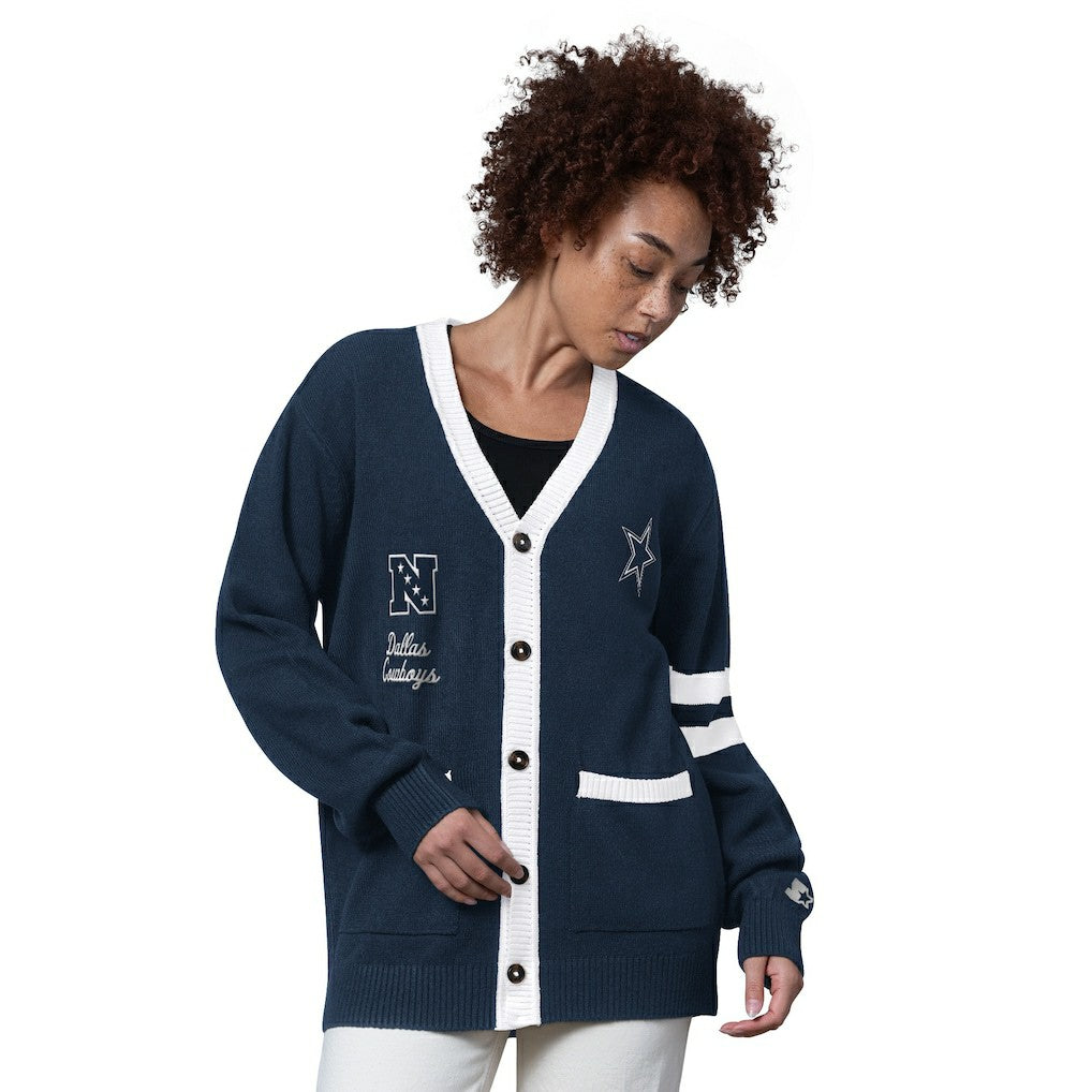 Dallas Cowboys Starter Women's Back Shot Button-Up Cardigan Navy