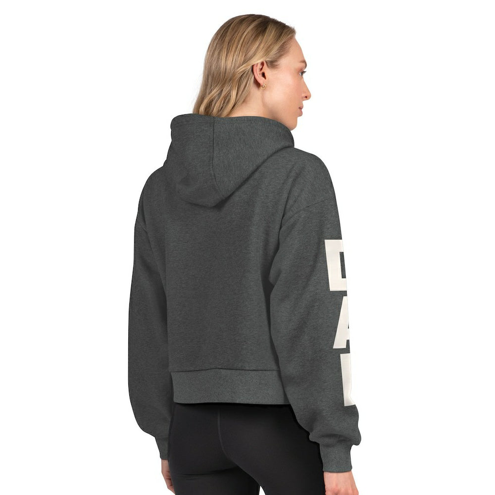 Dallas Cowboys Starter Women's Star Player Cropped Fleece Pullover Hoodie Heather Charcoal