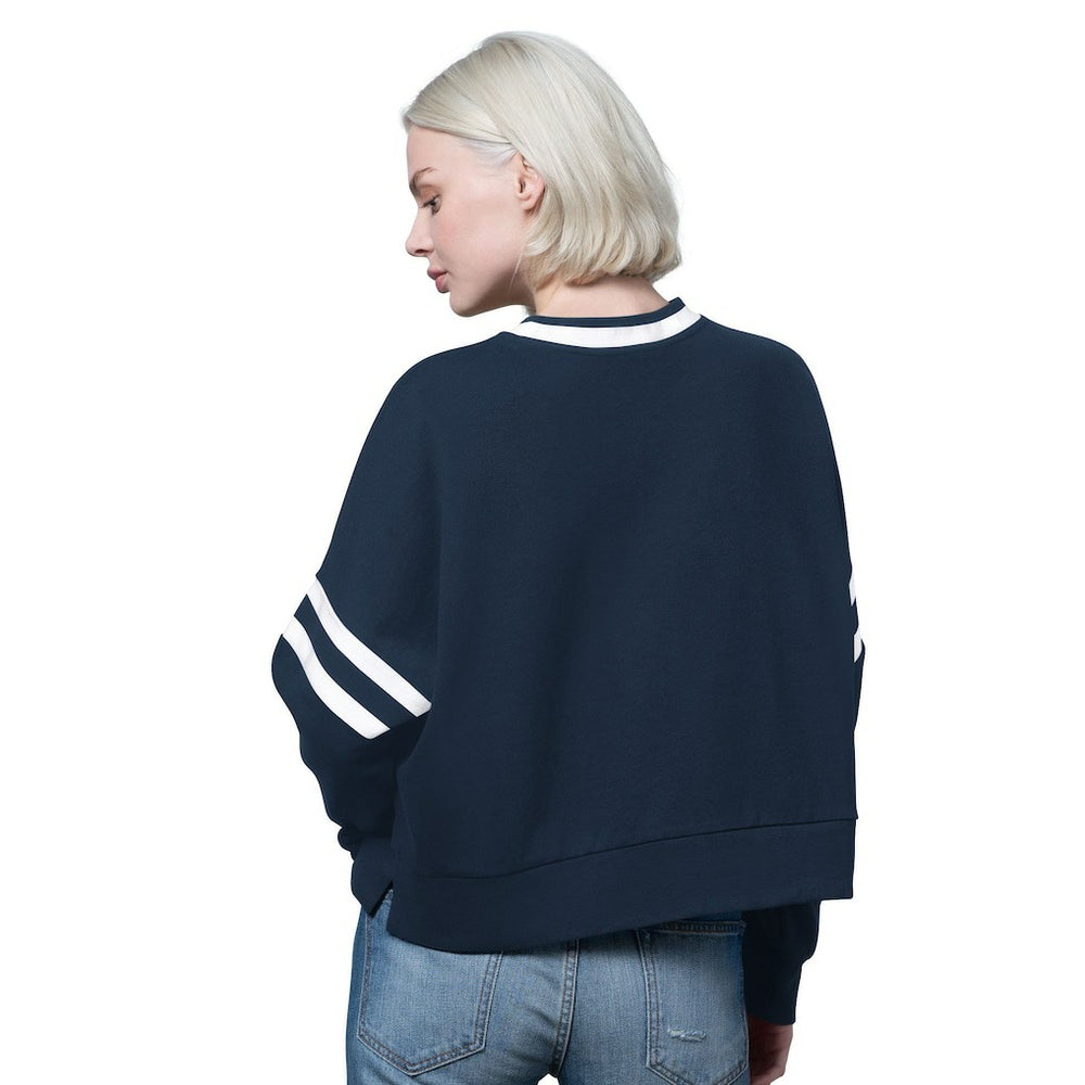 Dallas Cowboys Starter Women's Rally Drop Shoulder Cropped Sweatshirt Navy