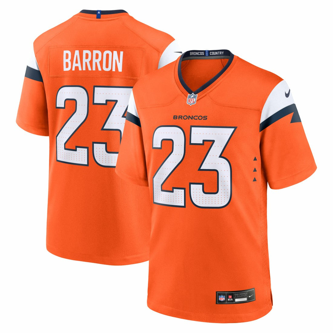 Nike Jahdae Barron Denver Broncos 2025 NFL Draft First Round Pick Game Jersey Orange