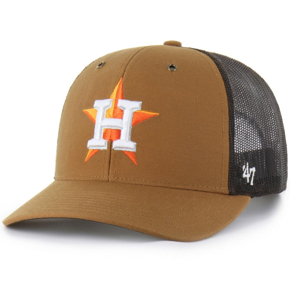 Houston Astros Carhartt x '47 Trucker Adjustable Hat - Brown - 47 brand Lifestyle