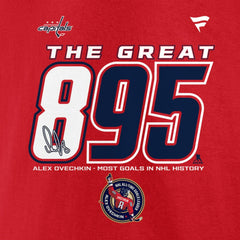 Alexander Ovechkin Washington Capitals Fanatics NHL All-Time Leading Goal Scorer The Great 895 T-Shirt - Red - NHL 202976009