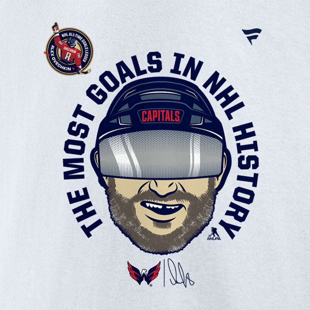 Alexander Ovechkin Washington Capitals Fanatics NHL All-Time Leading Goal Scorer GR8 Caricature Fleece Pullover Sweatshirt - White - NHL 202976014