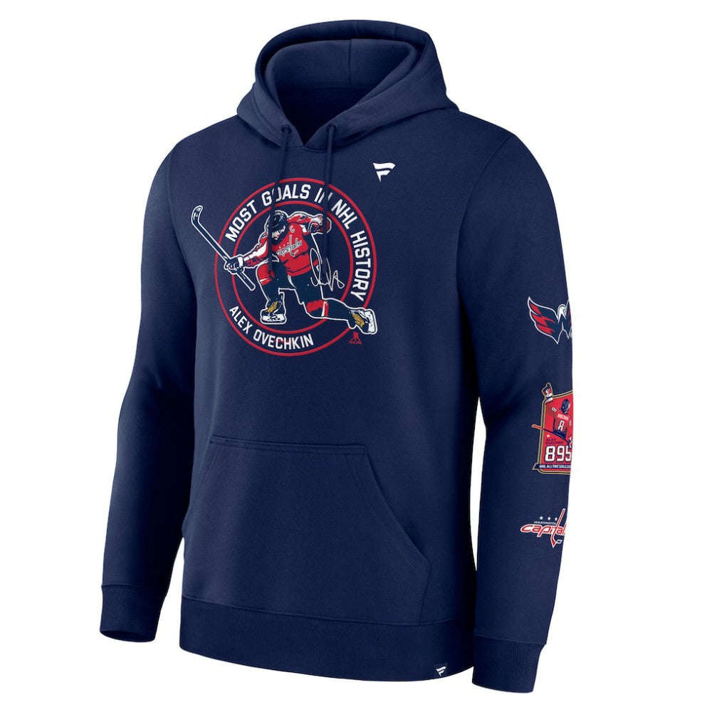 Alexander Ovechkin Washington Capitals Fanatics NHL All-Time Leading Goal Scorer Badges Pullover Hoodie - Athletic Navy - NHL 202979833