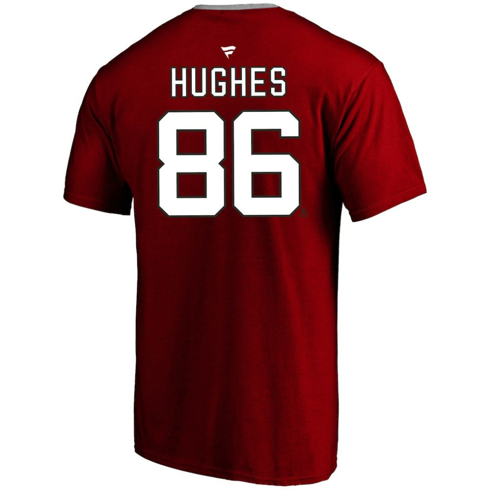 Jack Hughes New Jersey Devils Fanatics Women's Plus Size Name & Number Scoop Neck T-Shirt - Red - NHL 202983343