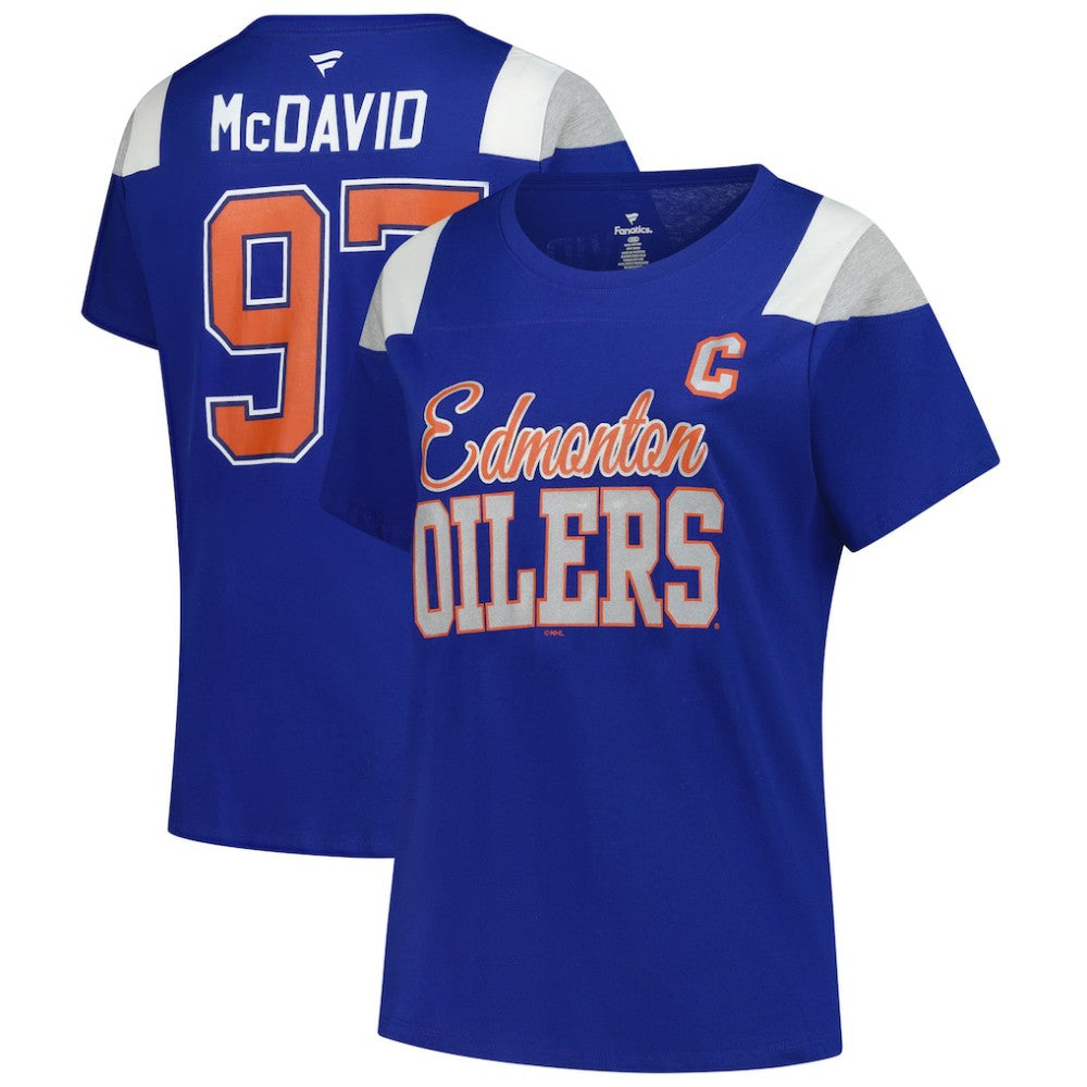 Connor McDavid Edmonton Oilers Fanatics Women's Plus Size Name & Number Scoop Neck T-Shirt - Royal - NHL 202983344