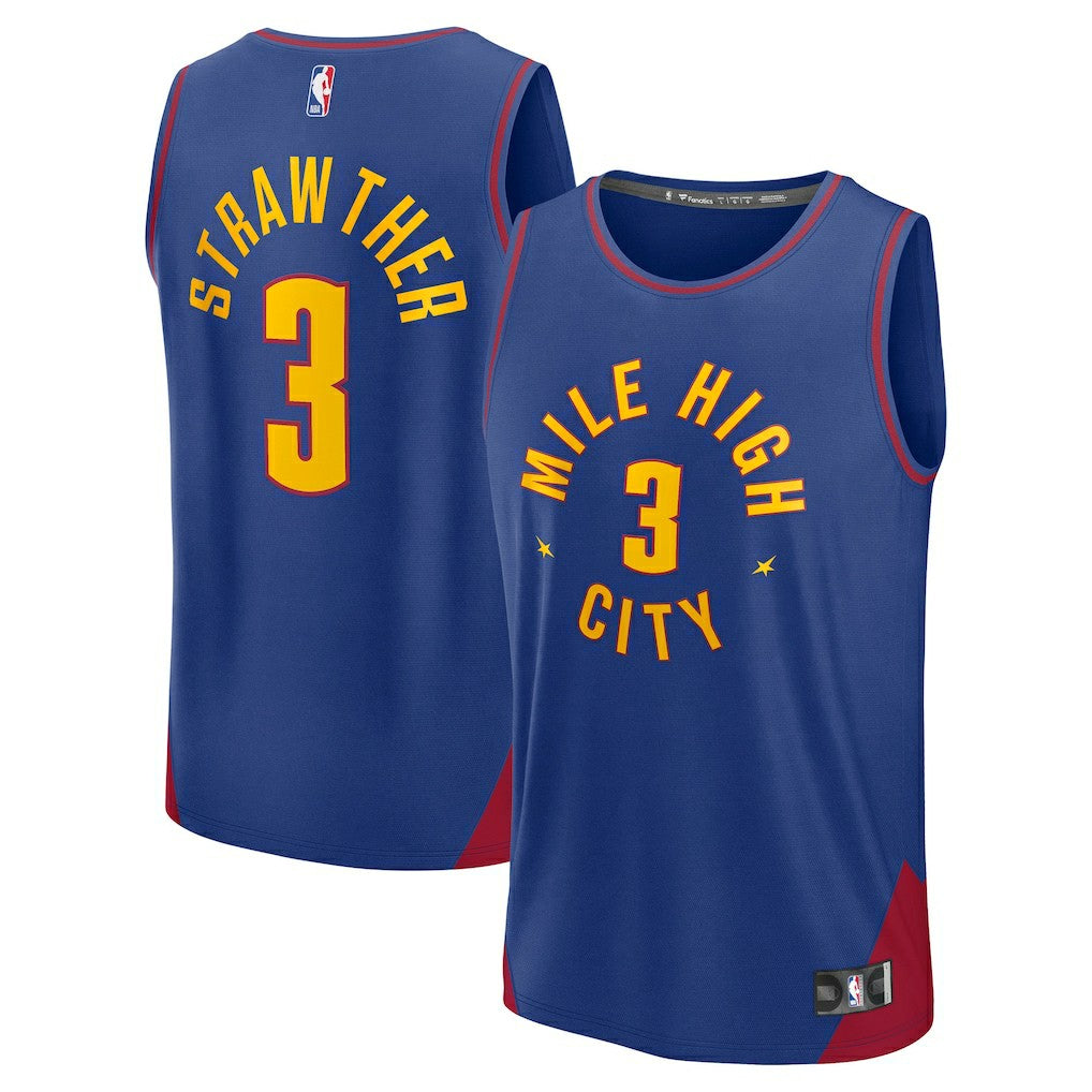 Julian Strawther Denver Nuggets Fast Break Replica Player Jersey for sale Statement Editi- Blue | Fanatics Lifestyle