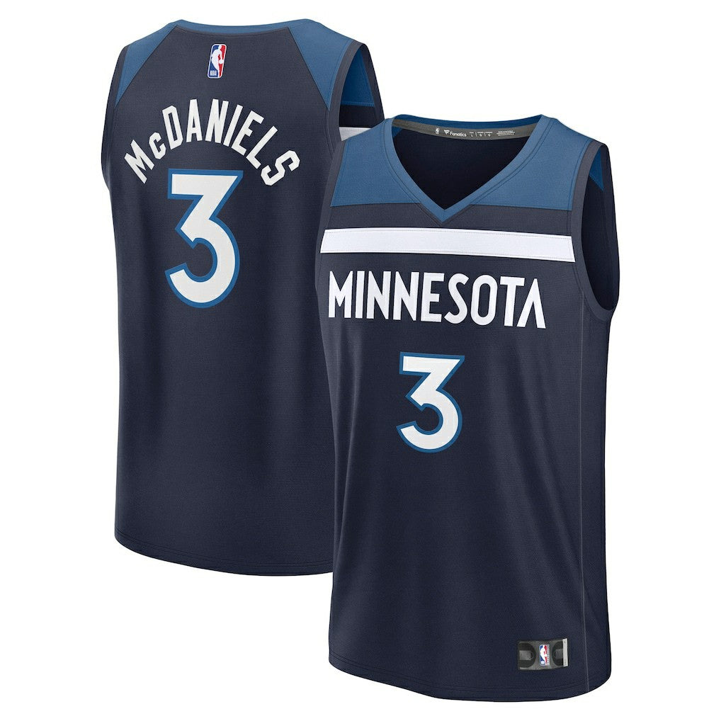 Jaden McDaniels Minnesota Timberwolves Fast Break Replica Player Jersey Icon Edition Navy | Fanatics