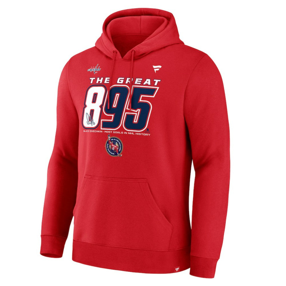 Alexander Ovechkin Washington Capitals Fanatics NHL All-Time Leading Goal Scorer The Great 895 Pullover Hoodie - Athletic Red - NHL 202983970