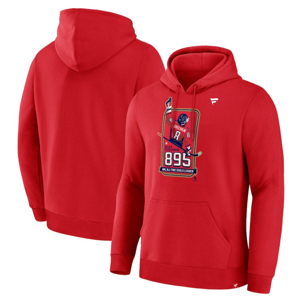 Alexander Ovechkin Washington Capitals Fanatics NHL All-Time Leading Goal Scorer 895 Logo Pullover Hoodie - Athletic Red - NHL 202983971