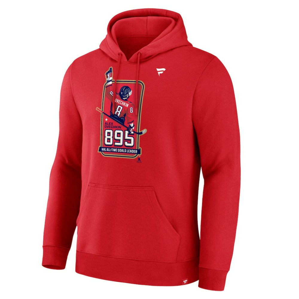 Alexander Ovechkin Washington Capitals Fanatics NHL All-Time Leading Goal Scorer 895 Logo Pullover Hoodie - Athletic Red - NHL 202983971