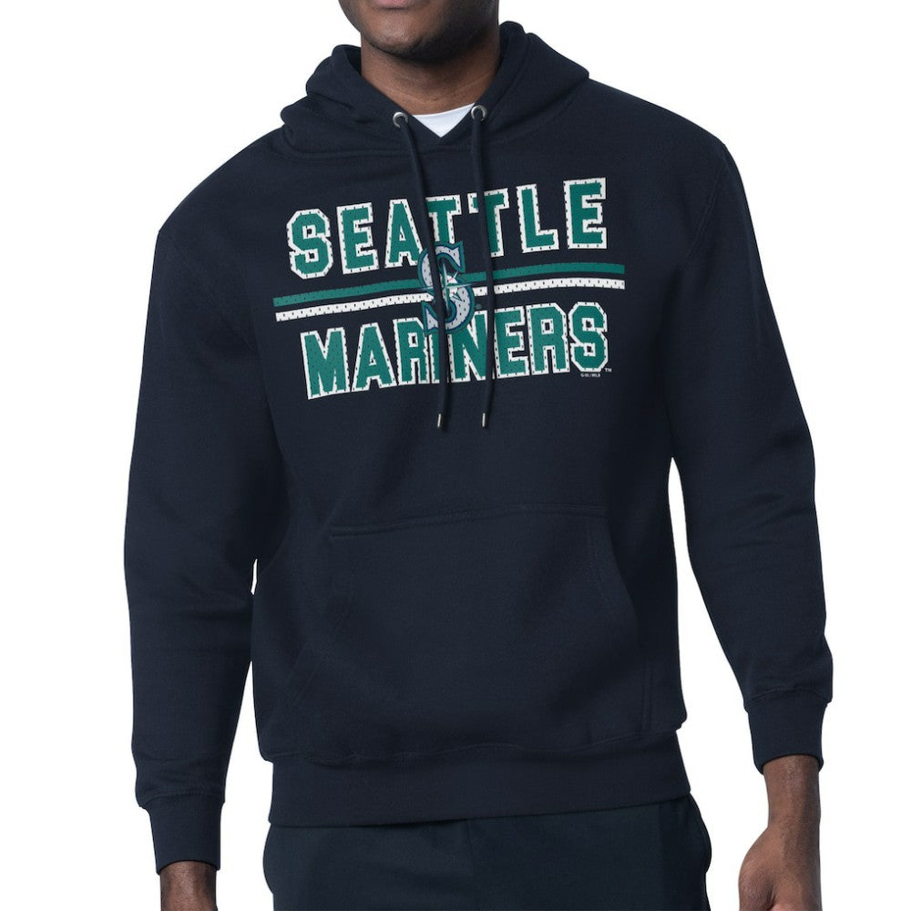 Seattle Mariners Starter Team Mesh Print Graphic Pullover Hoodie - Navy - MLB Sale