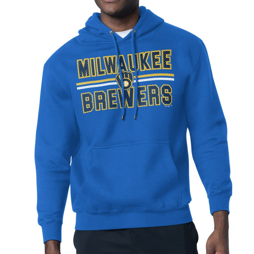 Milwaukee Brewers Starter Team Mesh Print Graphic Pullover Hoodie - Royal - MLB Lifestyle