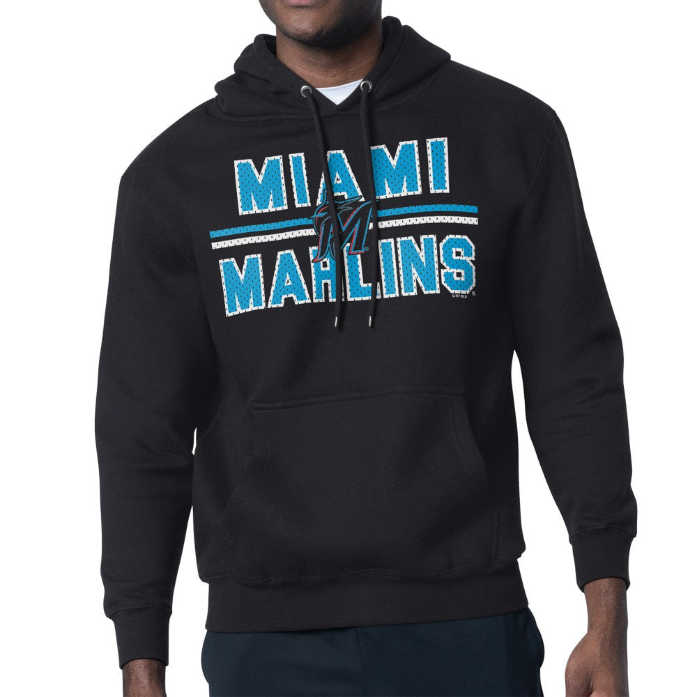 Miami Marlins Starter Team Mesh Print Graphic Pullover Hoodie - Black - MLB on Sale