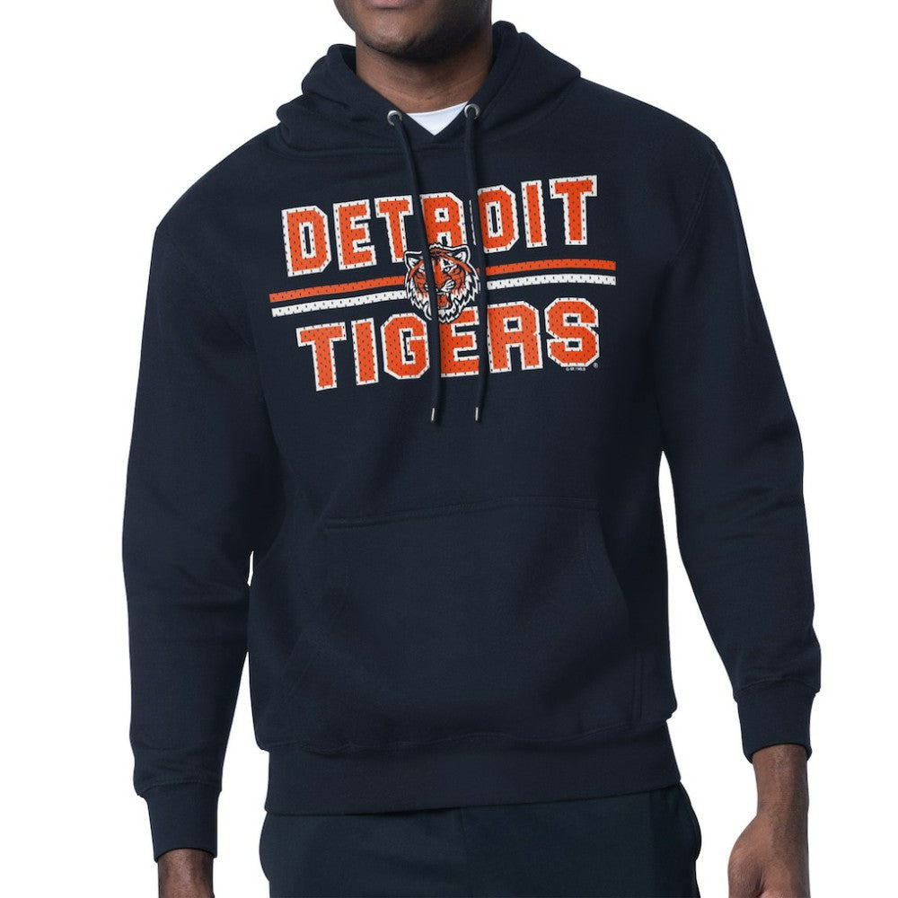Detroit Tigers Starter Team Mesh Print Graphic Pullover Hoodie - Navy - MLB Discount