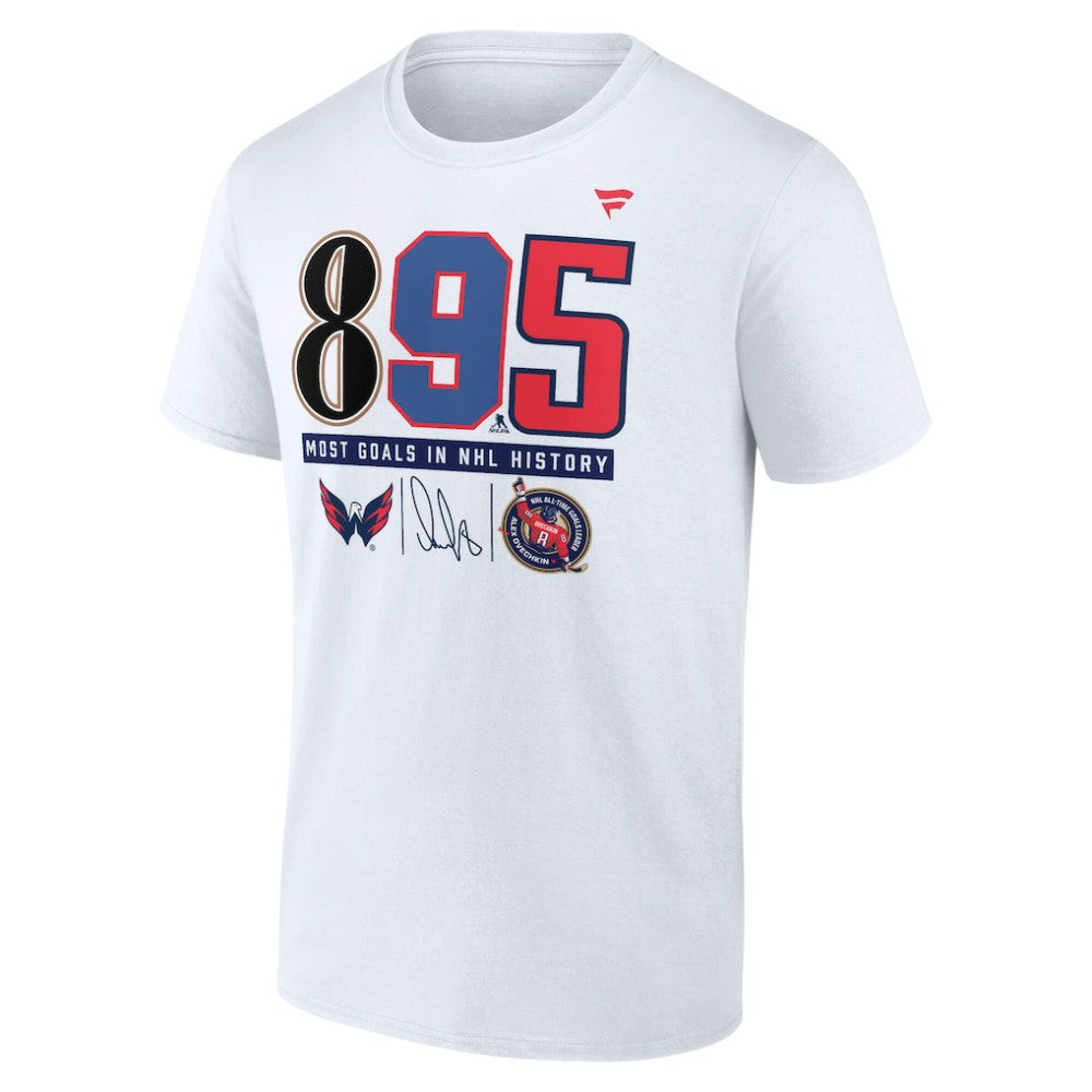 Alexander Ovechkin Washington Capitals NHL All-Time Leading Goal Scorer 895 T-Shirt - White - NHL 202984227