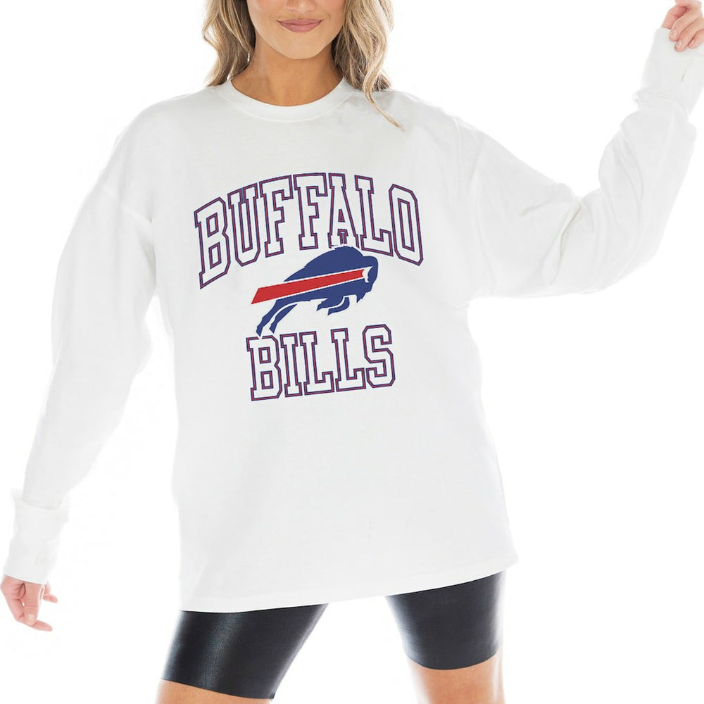 Buffalo Bills Gameday Couture Women's Mind Games Oversized Long Sleeve T-Shirt White