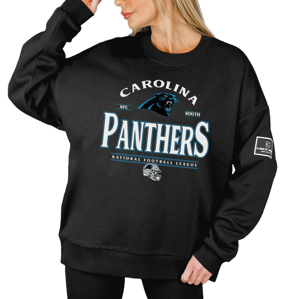 Carolina Panthers Gameday Couture Women's Oversized Players Only Black Label Pullover Sweatshirt Black