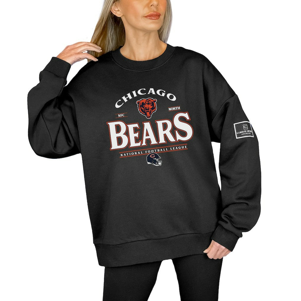 Chicago Bears Gameday Couture Women's Oversized Players Only Black Label Pullover Sweatshirt Black