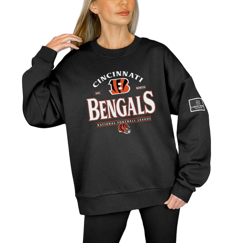 Cincinnati Bengals Gameday Couture Women's Oversized Players Only Black Label Pullover Sweatshirt Black