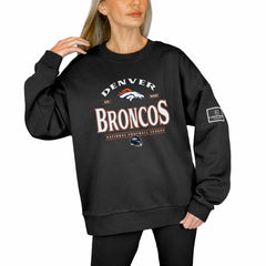 Denver Broncos Gameday Couture Women's Oversized Players Only Black Label Pullover Sweatshirt Black