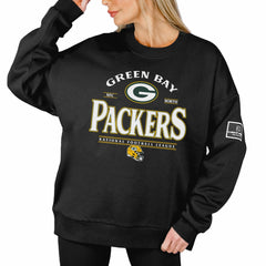 Green Bay Packers Gameday Couture Women's Oversized Players Only Black Label Pullover Sweatshirt Black