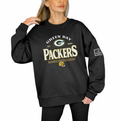 Green Bay Packers Gameday Couture Women's Oversized Players Only Black Label Pullover Sweatshirt Black