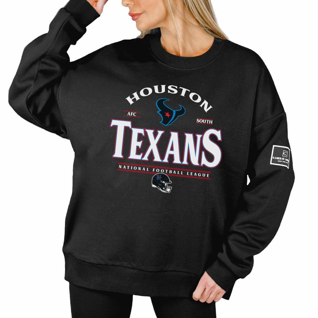 Houston Texans Gameday Couture Women's Oversized Players Only Black Label Pullover Sweatshirt Black
