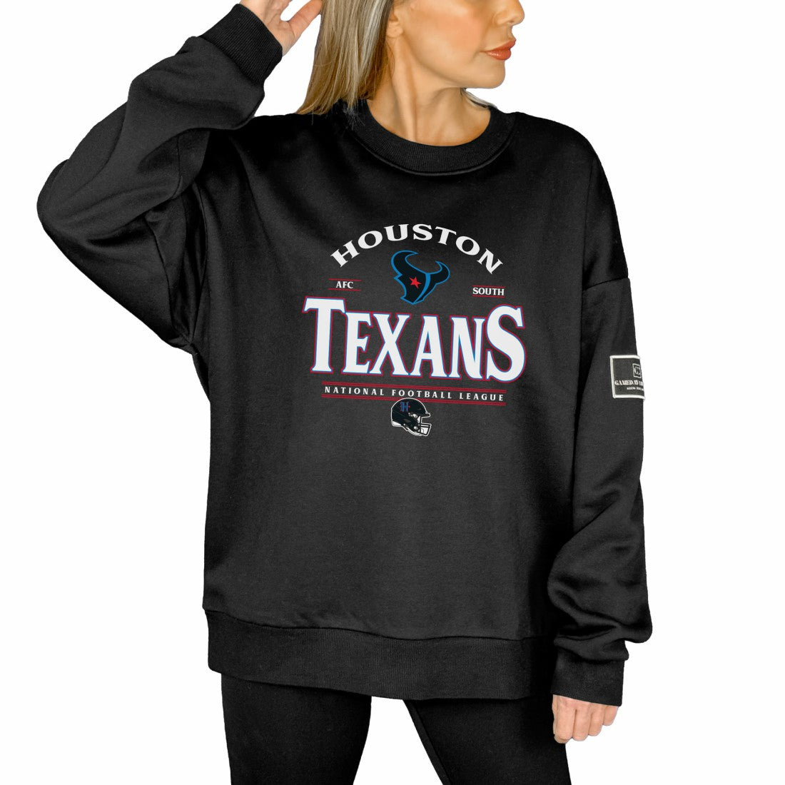 Houston Texans Gameday Couture Women's Oversized Players Only Black Label Pullover Sweatshirt Black