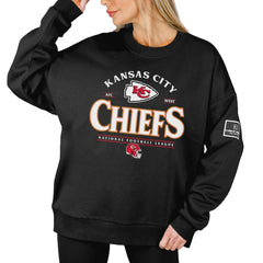 Kansas City Chiefs Gameday Couture Women's Oversized Players Only Black Label Pullover Sweatshirt Black
