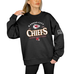 Kansas City Chiefs Gameday Couture Women's Oversized Players Only Black Label Pullover Sweatshirt Black