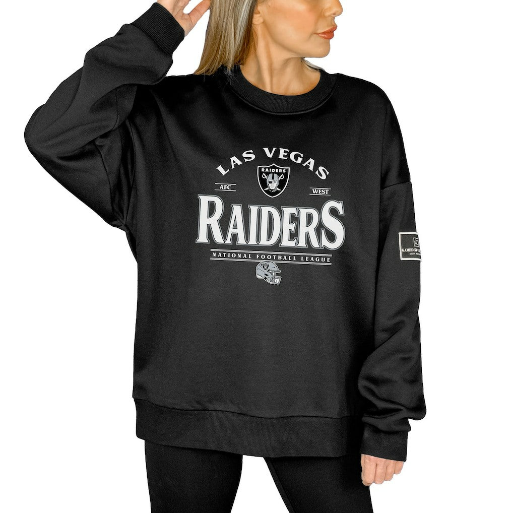 Las Vegas Raiders Gameday Couture Women's Oversized Players Only Black Label Pullover Sweatshirt Black