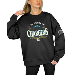 Los Angeles Chargers Gameday Couture Women's Oversized Players Only Black Label Pullover Sweatshirt Black