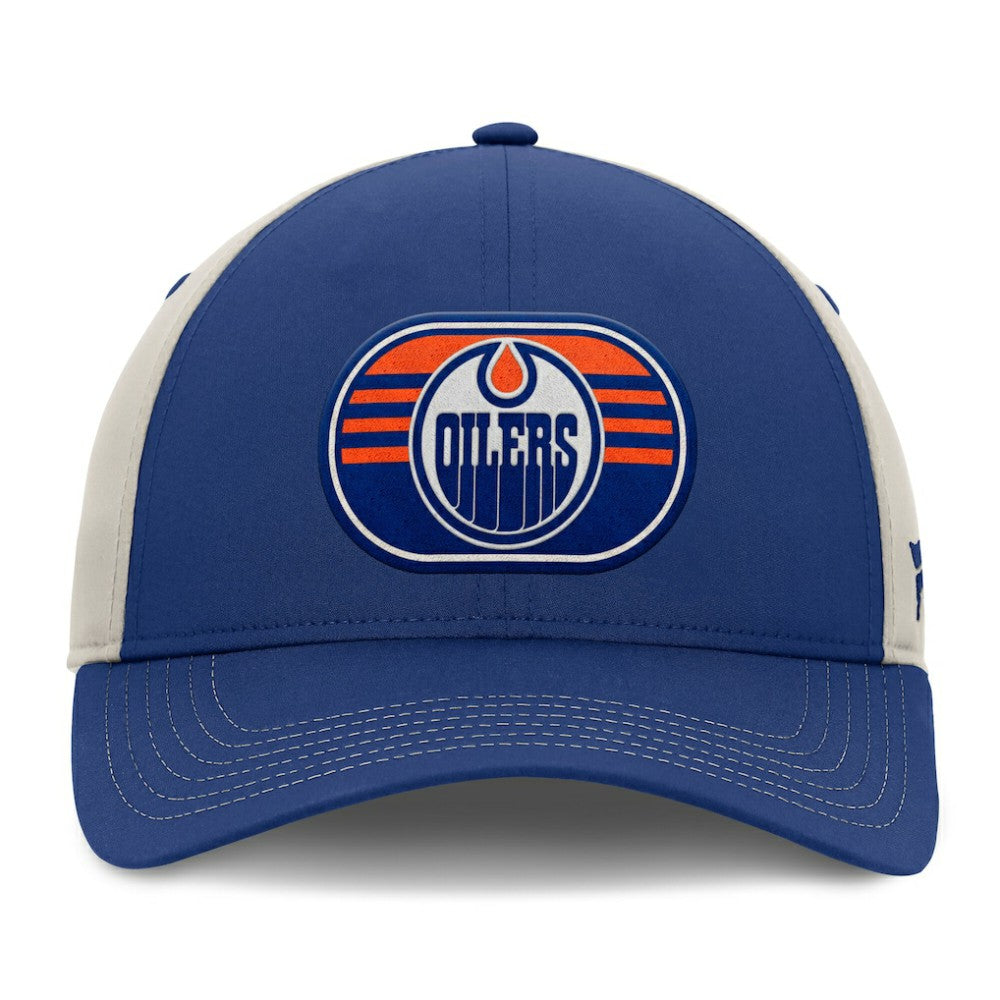 Edmonton Oilers Fanatics 2025 Stanley Cup Playoffs Locker Room Trucker Adjustable Hat - Royal/Gray - NHL 202986021