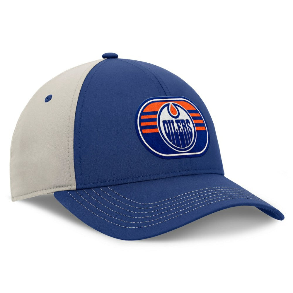 Edmonton Oilers Fanatics 2025 Stanley Cup Playoffs Locker Room Trucker Adjustable Hat - Royal/Gray - NHL 202986021