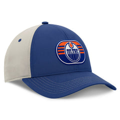 Edmonton Oilers Fanatics 2025 Stanley Cup Playoffs Locker Room Trucker Adjustable Hat - Royal/Gray - NHL 202986021