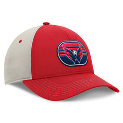 Washington Capitals Fanatics 2025 Stanley Cup Playoffs Locker Room Trucker Adjustable Hat - Red/Gray - NHL 202986026
