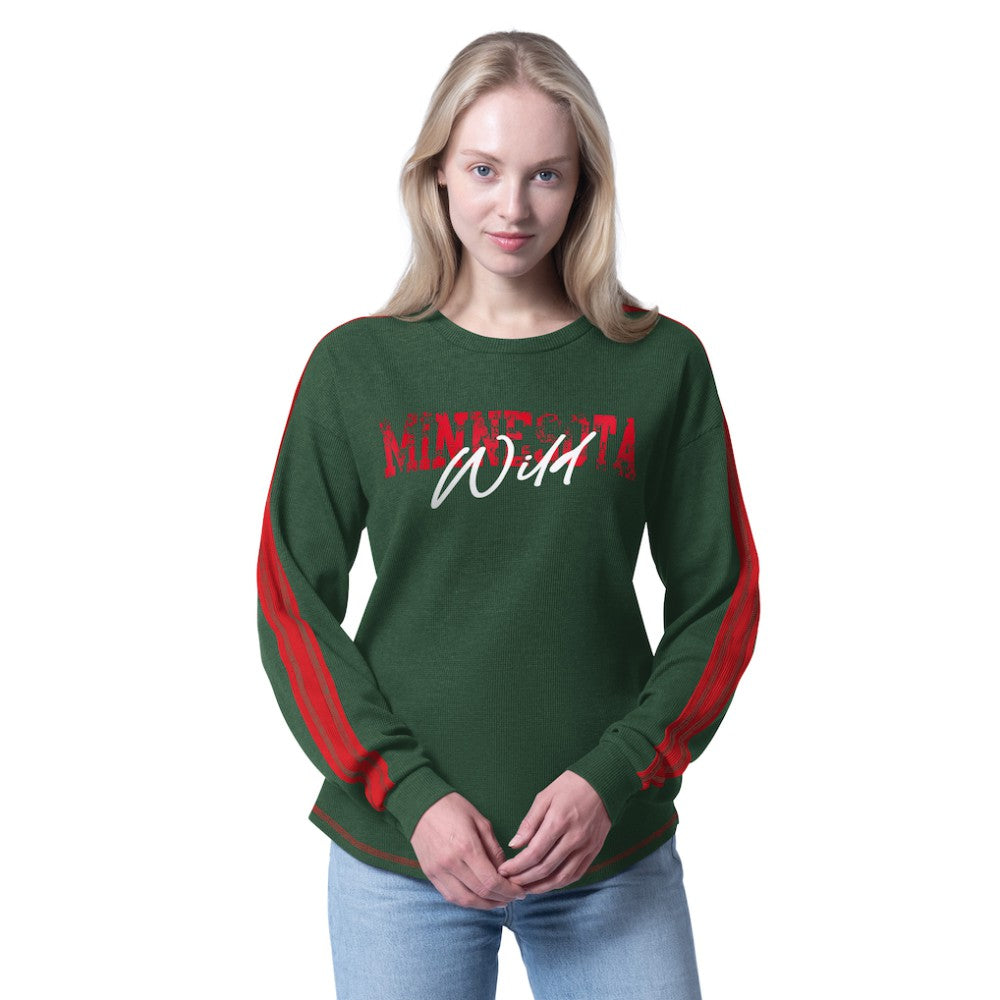 Minnesota Wild G-III 4Her by Carl Banks Women's Advantage Thermal Long-Sleeve Tri-Blend T-Shirt - Green - NHL 202986131
