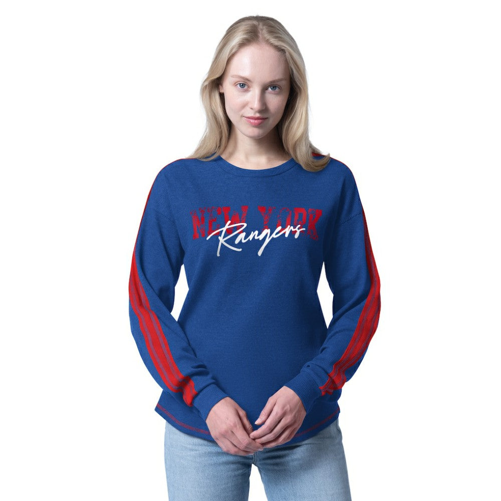 New York Rangers G-III 4Her by Carl Banks Women's Advantage Thermal Long-Sleeve Tri-Blend T-Shirt - Blue - NHL 202986132