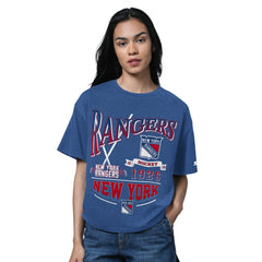 New York Rangers Starter Women's Oversized Hall of Fame T-Shirt - Heather Blue - NHL 202986145