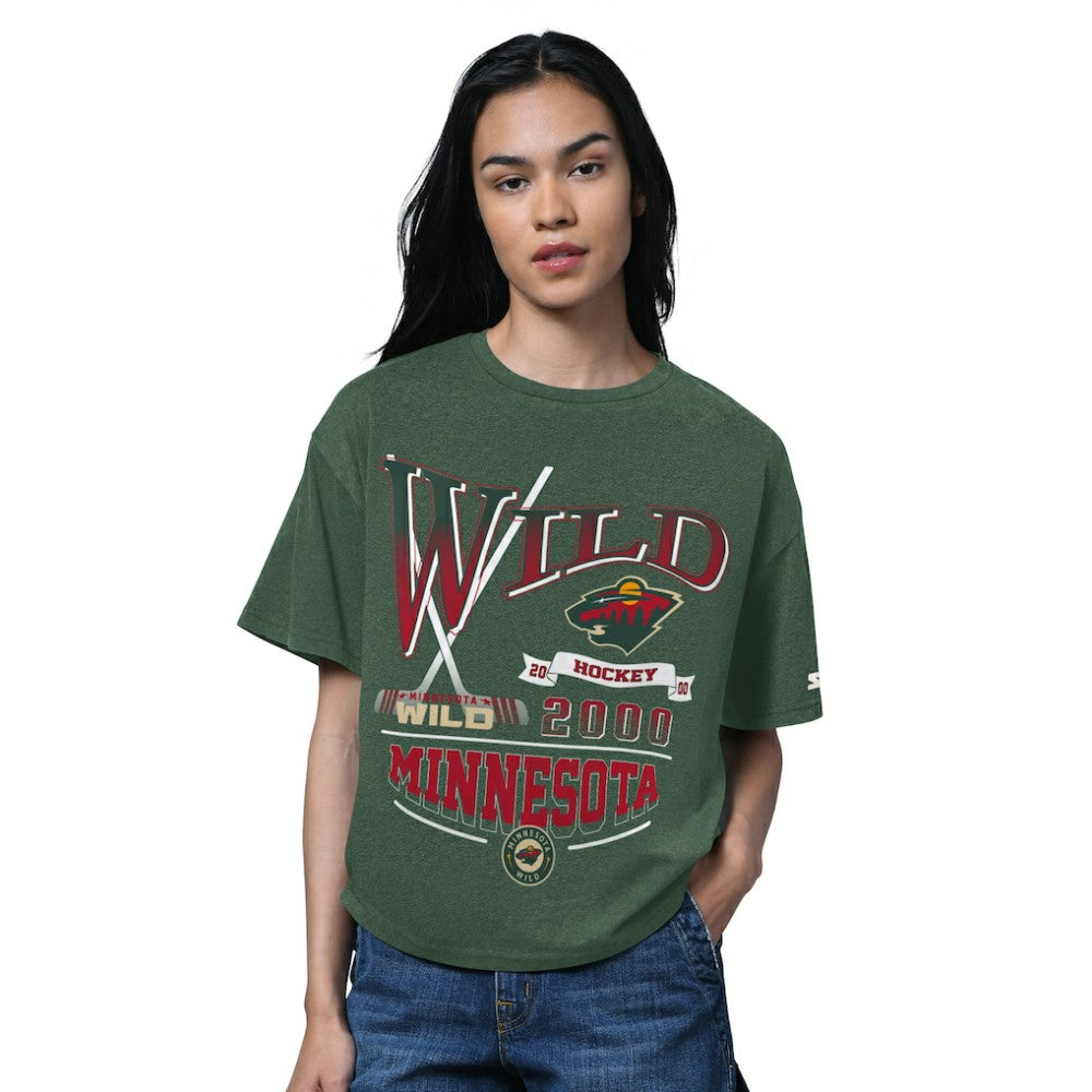 Minnesota Wild Starter Women's Oversized Hall of Fame T-Shirt - Heather Green - NHL 202986146