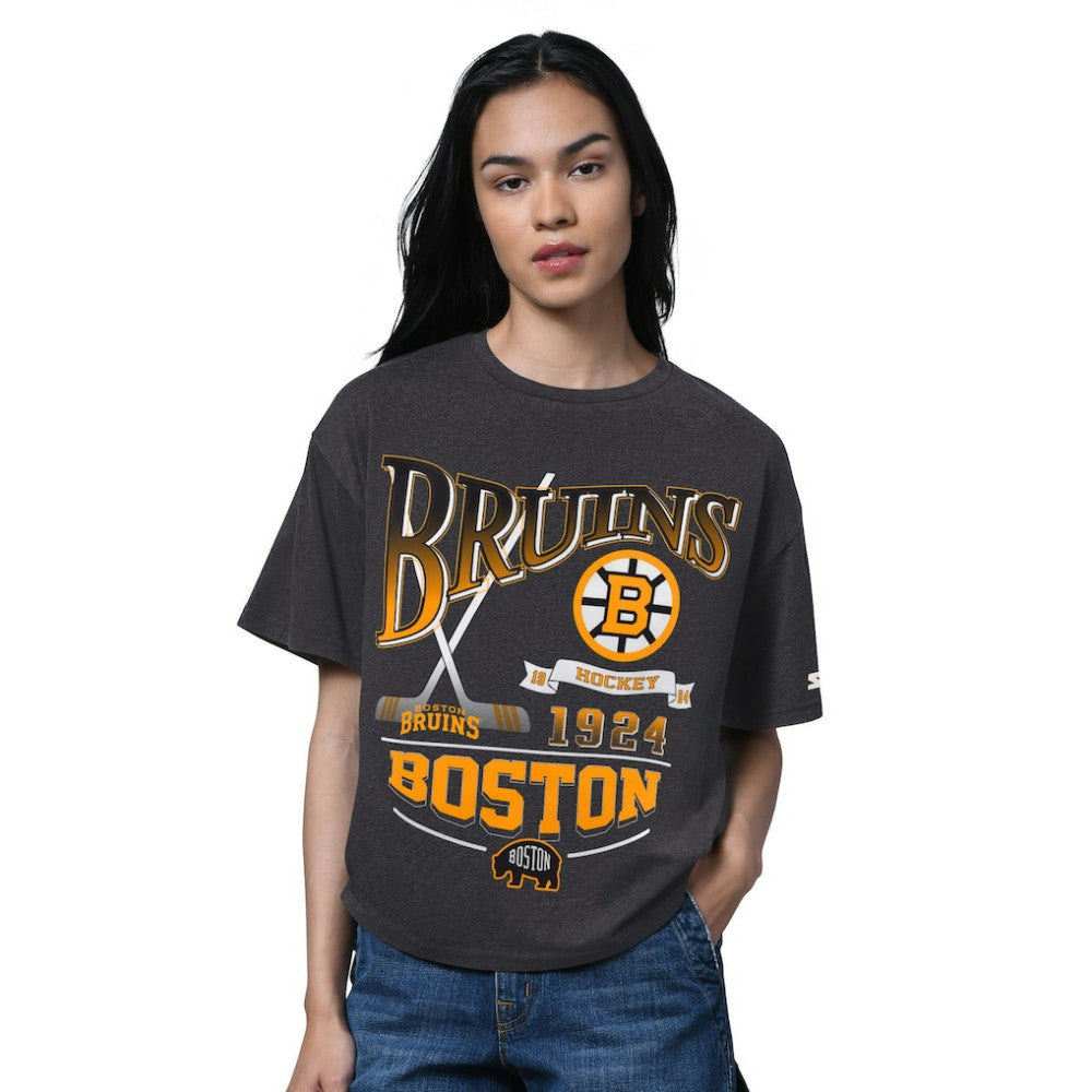 Boston Bruins Starter Women's Oversized Hall of Fame T-Shirt - Heather Black - NHL 202986147