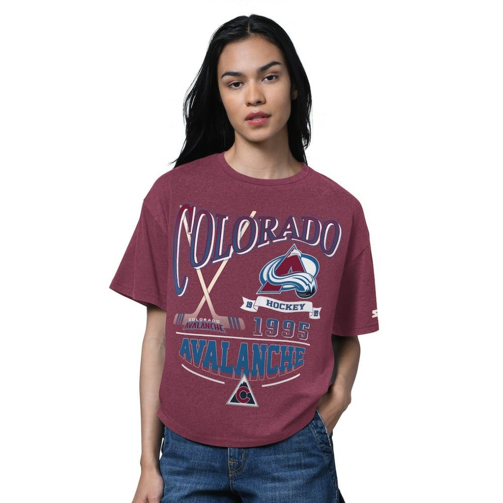 Colorado Avalanche Starter Women's Oversized Hall of Fame T-Shirt - Heather Burgundy - NHL 202986150