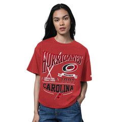Carolina Hurricanes Starter Women's Oversized Hall of Fame T-Shirt - Heather Red - NHL 202986154