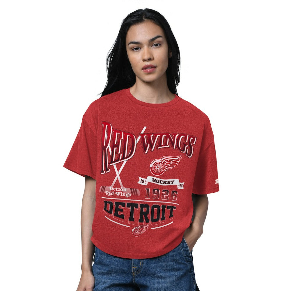 Detroit Red Wings Starter Women's Oversized Hall of Fame T-Shirt - Heather Red - NHL 202986157